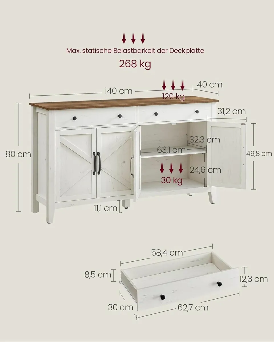 Vintage Country House Sideboard Elegant Storage Ca - Image 2