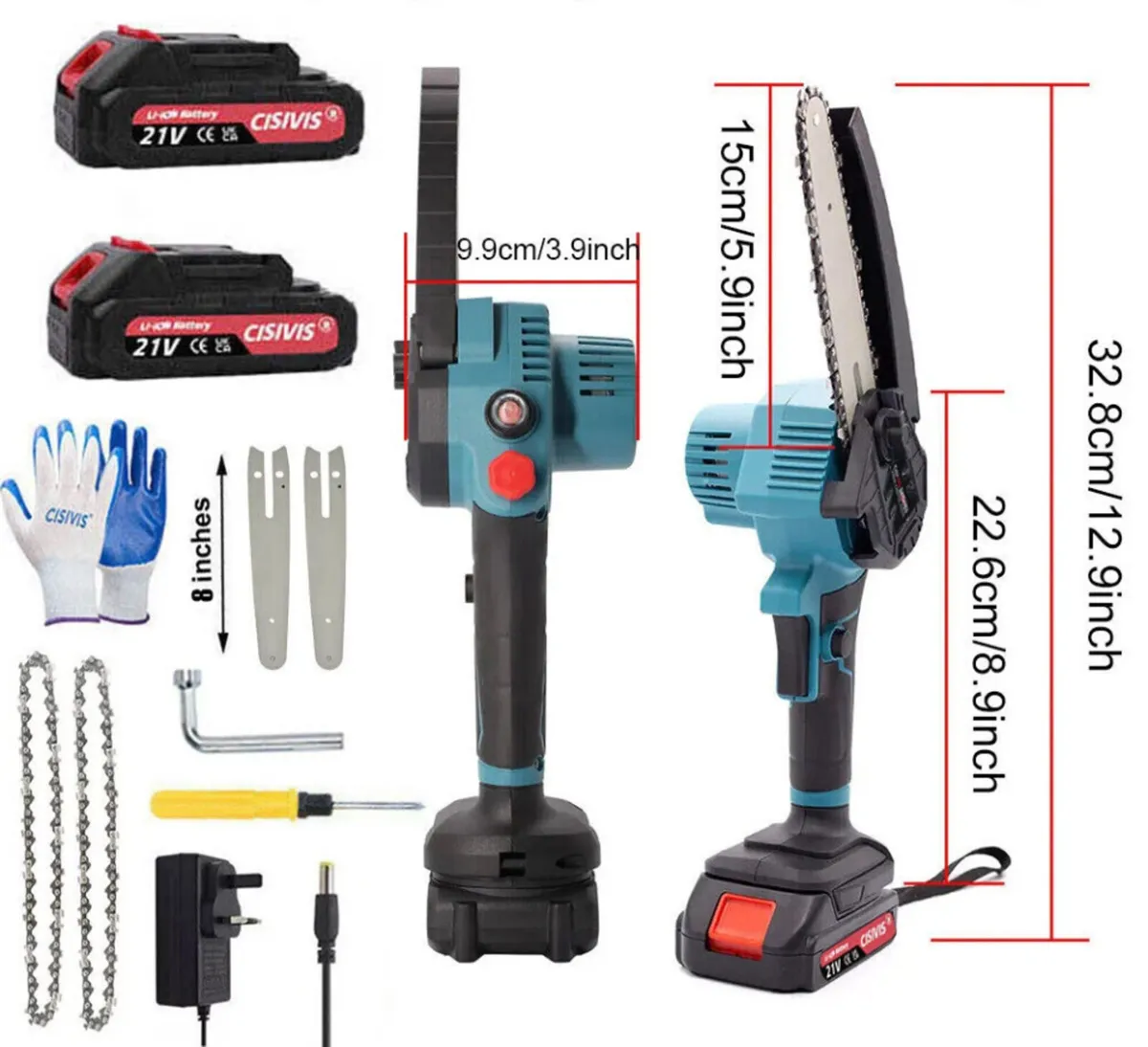 8 inch Cordless Mini Chainsaw 8” 2 Batteries NEW - Image 1