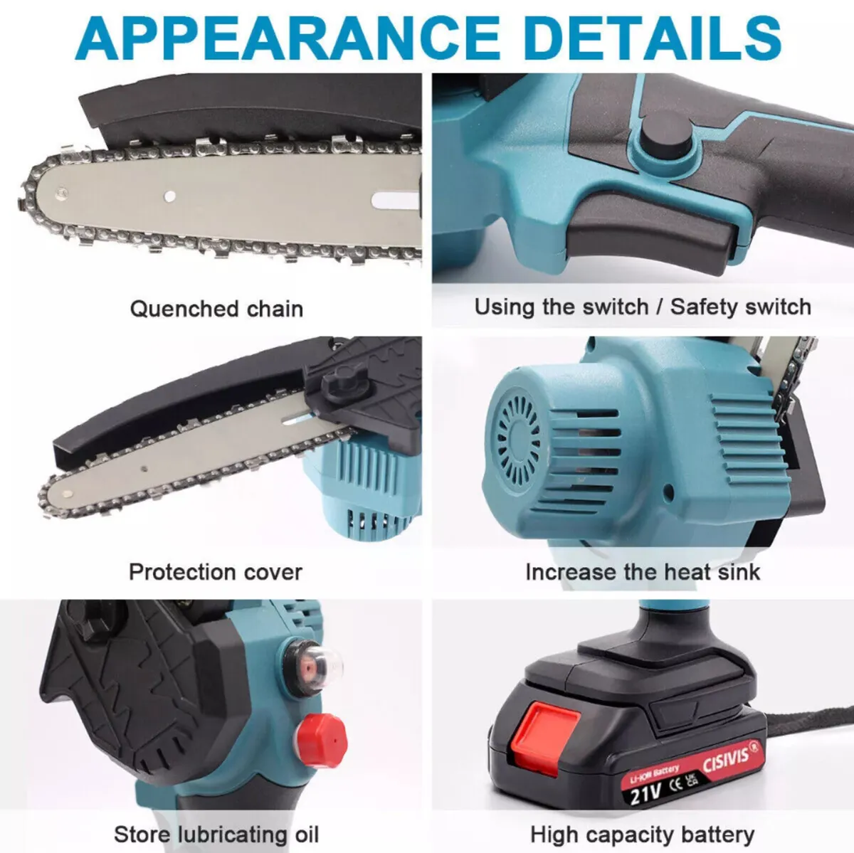 8 inch Cordless Mini Chainsaw 8” 2 Batteries NEW - Image 2