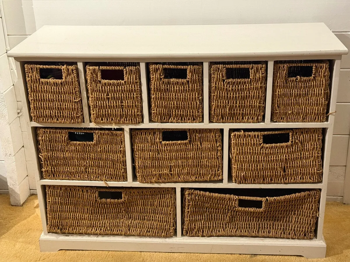 Wicker Storage Unit with 10 Drawers