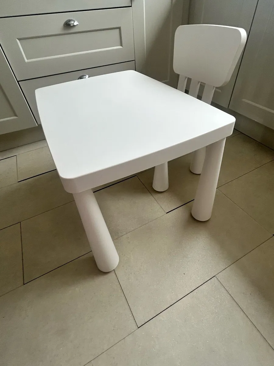 IKEA kids white table & Chair x1 - Image 2