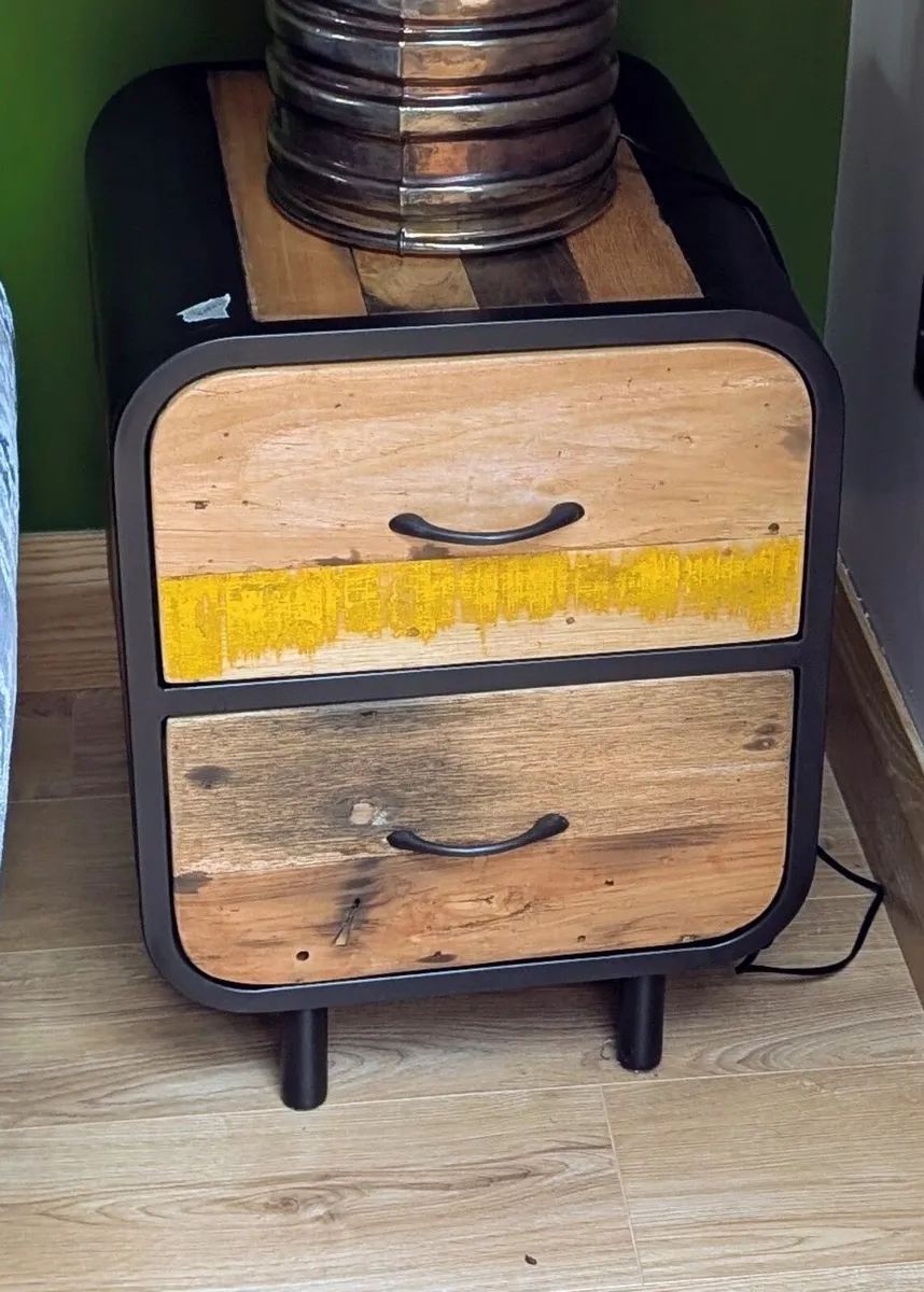 Rustic wooden bedside table