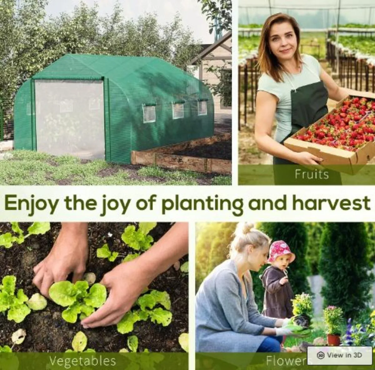 Walk-in Polytunnel Garden Greenhouse, Outdoor - Image 4