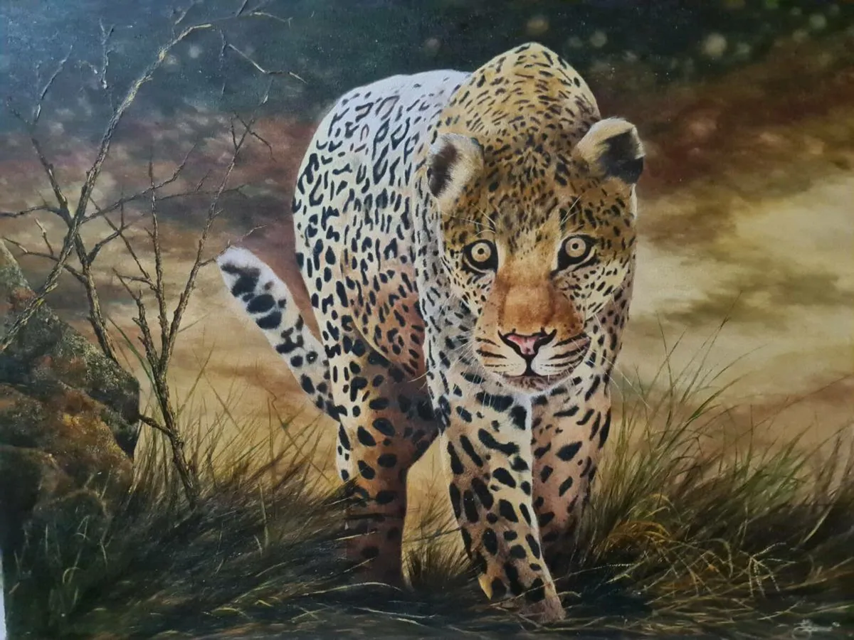 Large Jaguar oil on canvas painting - Image 3