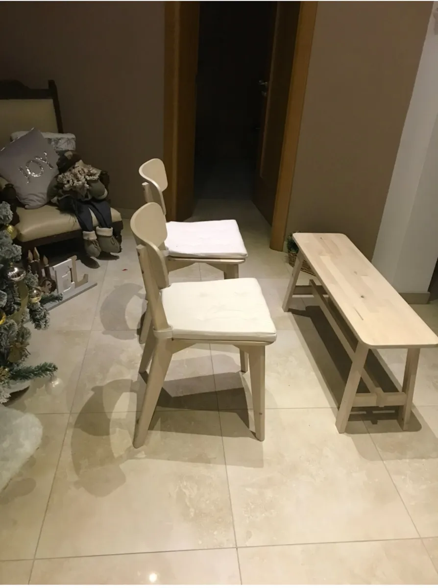 A IKEA TABLE, 2 CHAIRS & BENCH SET - Image 1