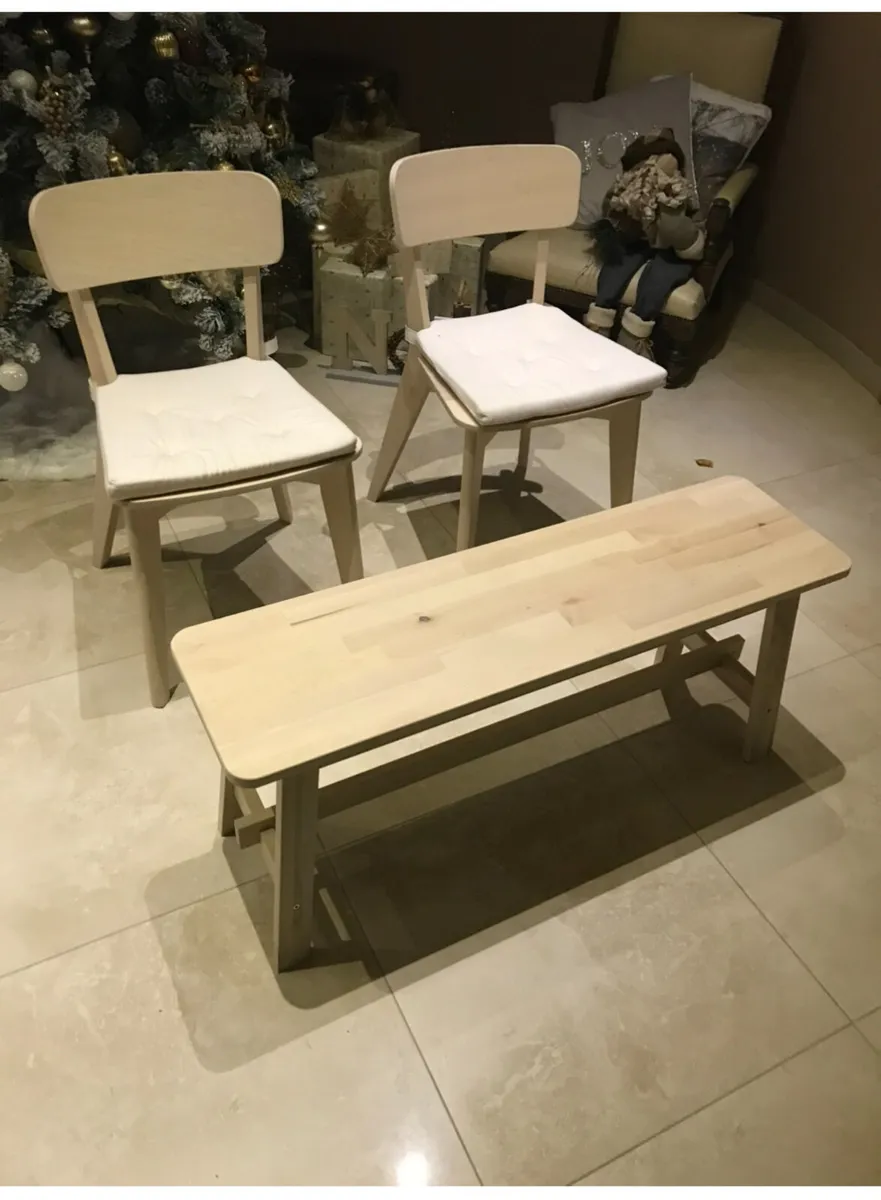 A IKEA TABLE, 2 CHAIRS & BENCH SET - Image 3