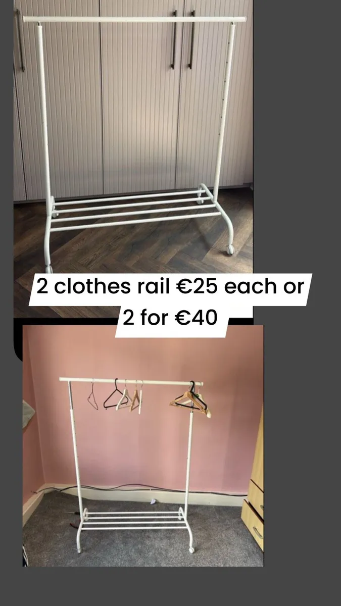 2 like new clothes rails - Image 1