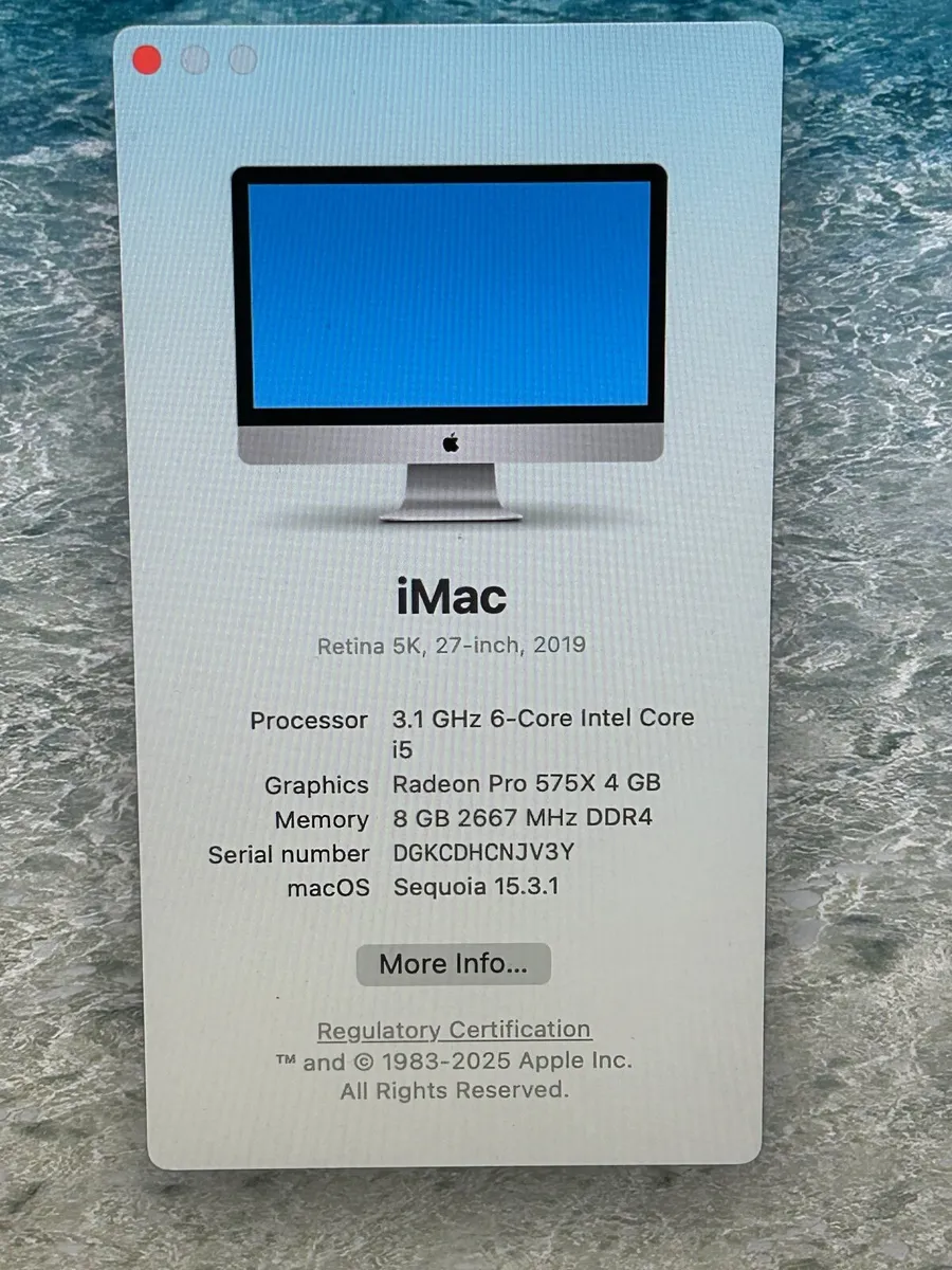 27" Apple imac....2019...8gb...1TB....