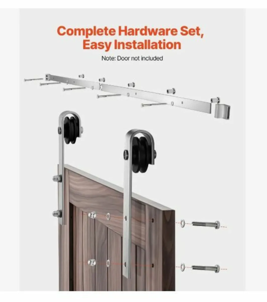 6FT Sliding Barn Door Hardware Kit - Image 3