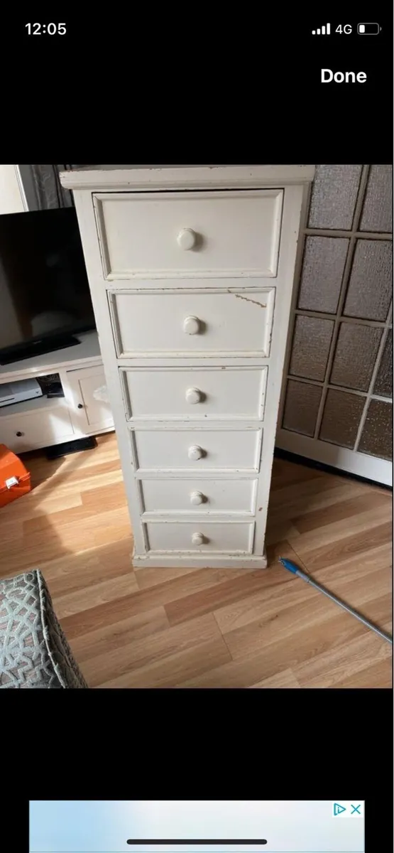 Heavy solid wooden chest of drawers pine