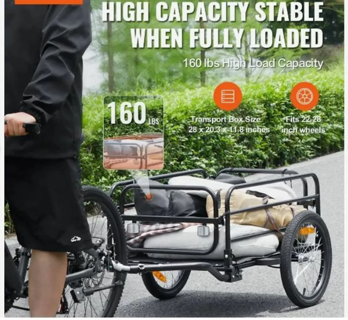 Bike Cargo Trailer, 72.5 kg Load Capacity - Image 3