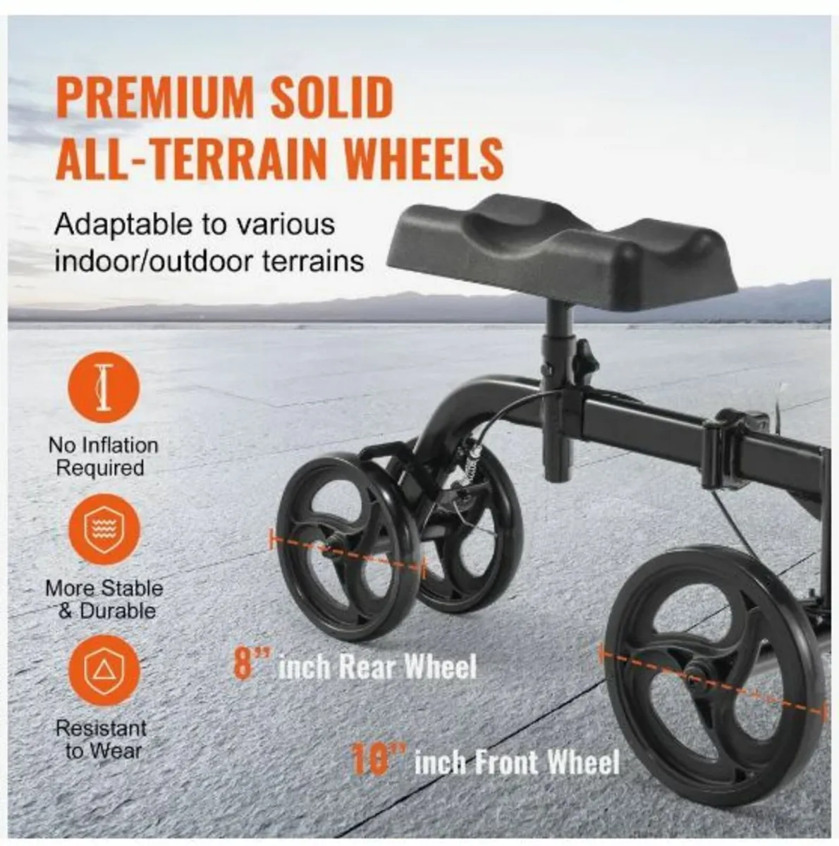 Folding Knee Scooter, Carbon Steel - Image 2