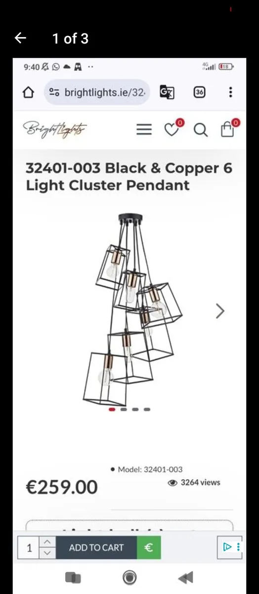 Black & Copper 6 Light Caged Cluster Pendant - Image 1