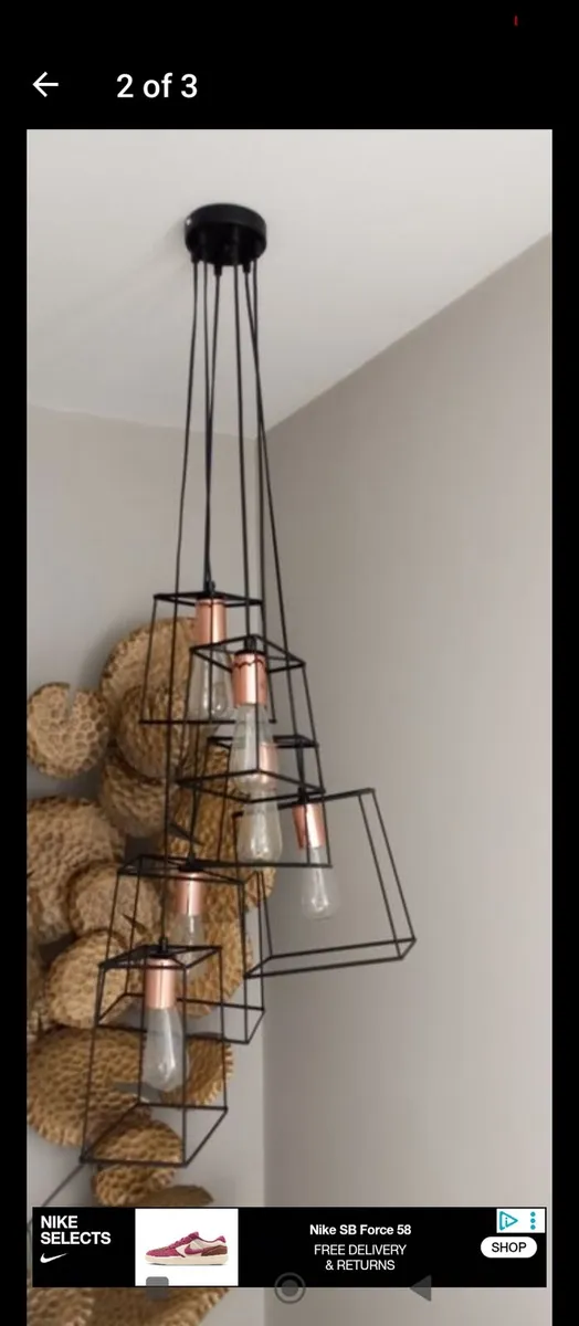 Black & Copper 6 Light Caged Cluster Pendant - Image 2