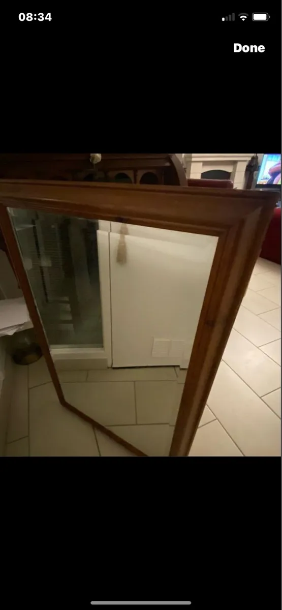 Large Timber Framed Bevelled Mirror - Image 1
