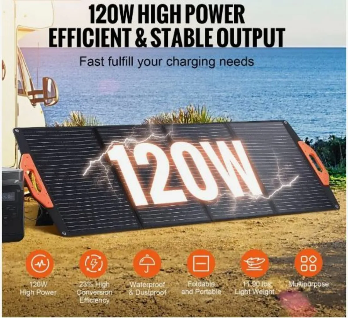 Portable Monocrystalline Solar Panel 120W - Image 1