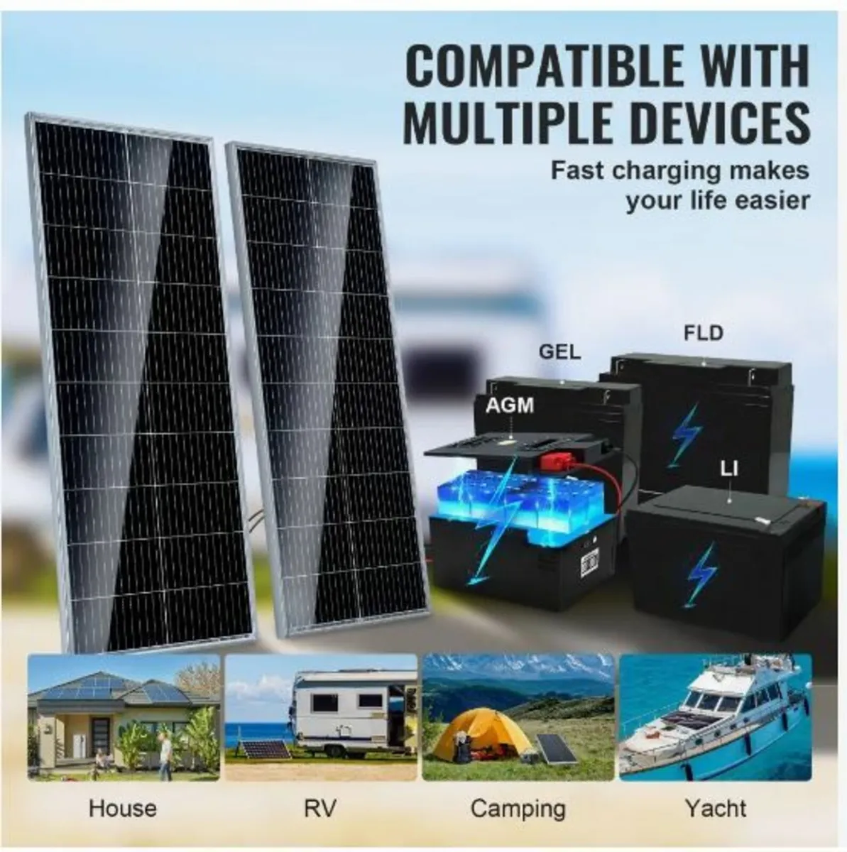 200W Monocrystalline Solar Panel Kit 2PCS Solar - Image 3