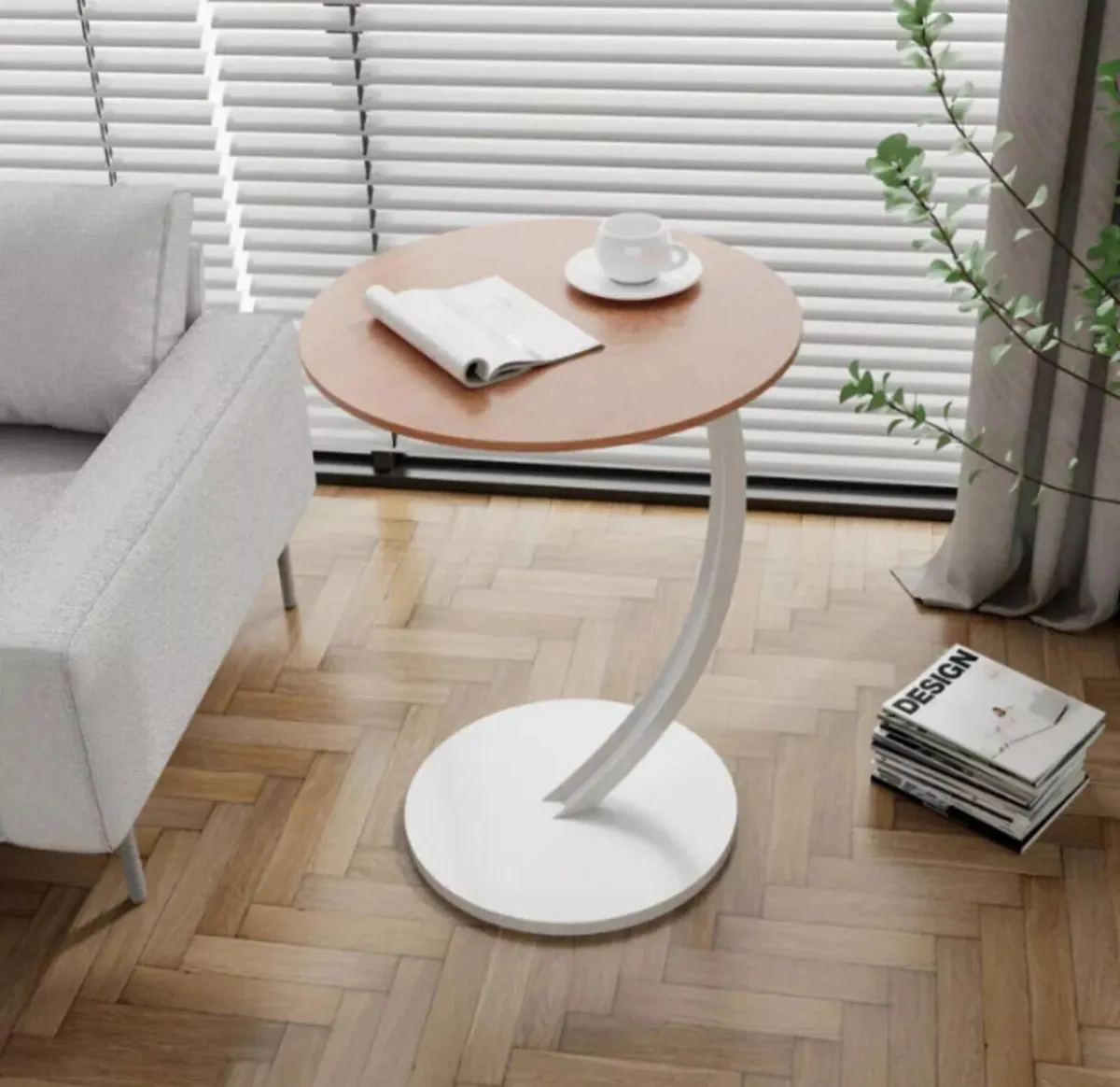 C Shaped Sofa End Coffee Table NEW - Image 1