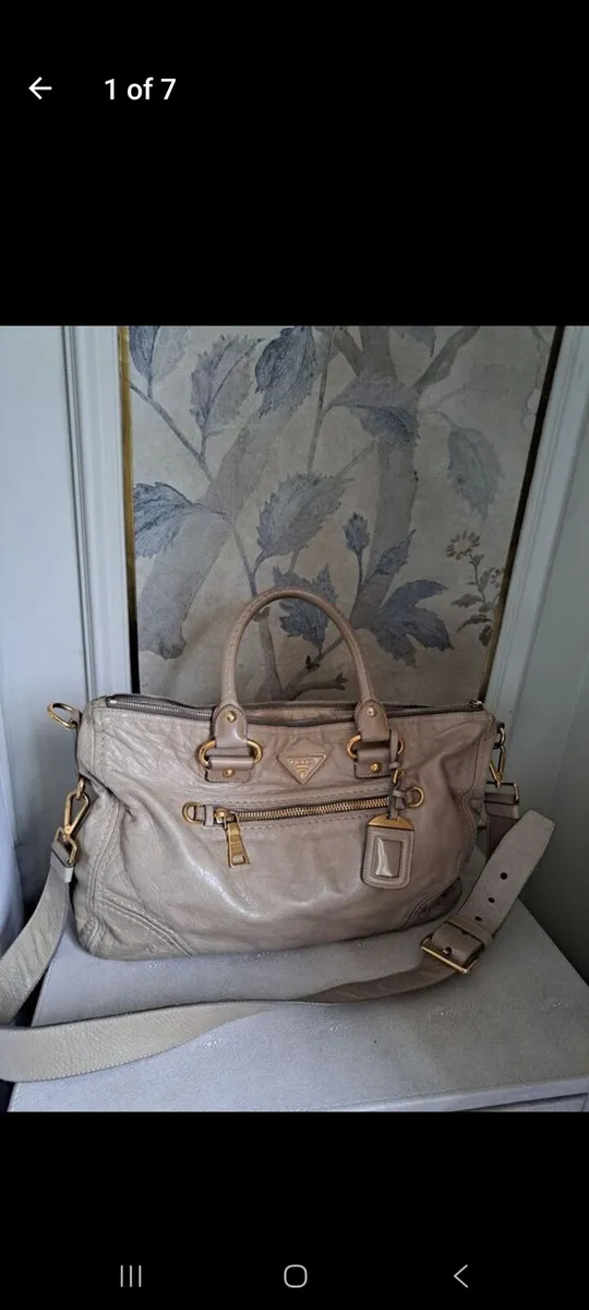 Prada beige gold details bag Authentic - Image 1