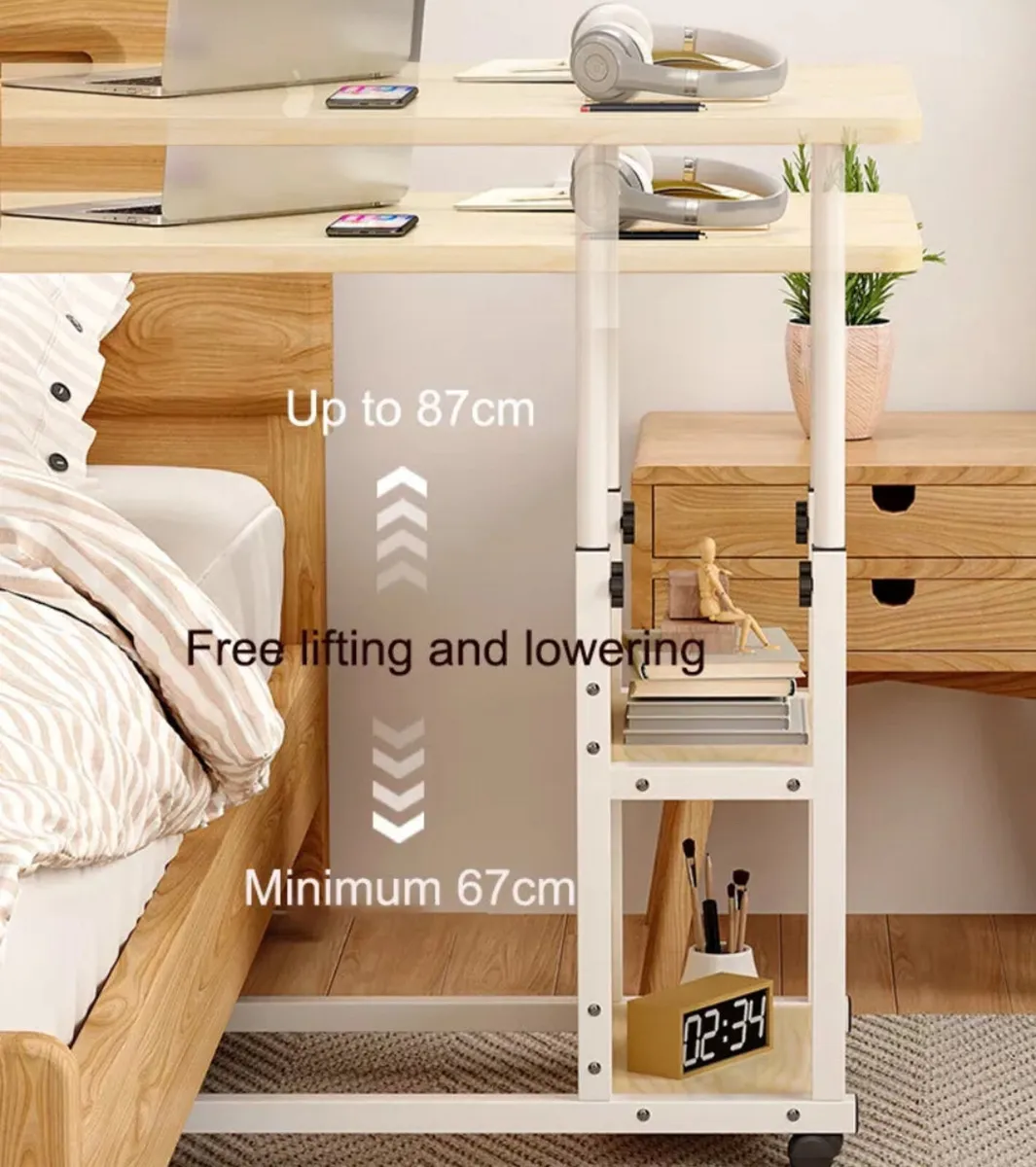 Overbed Table Over Bed Desk Height Adjustable NEW - Image 2