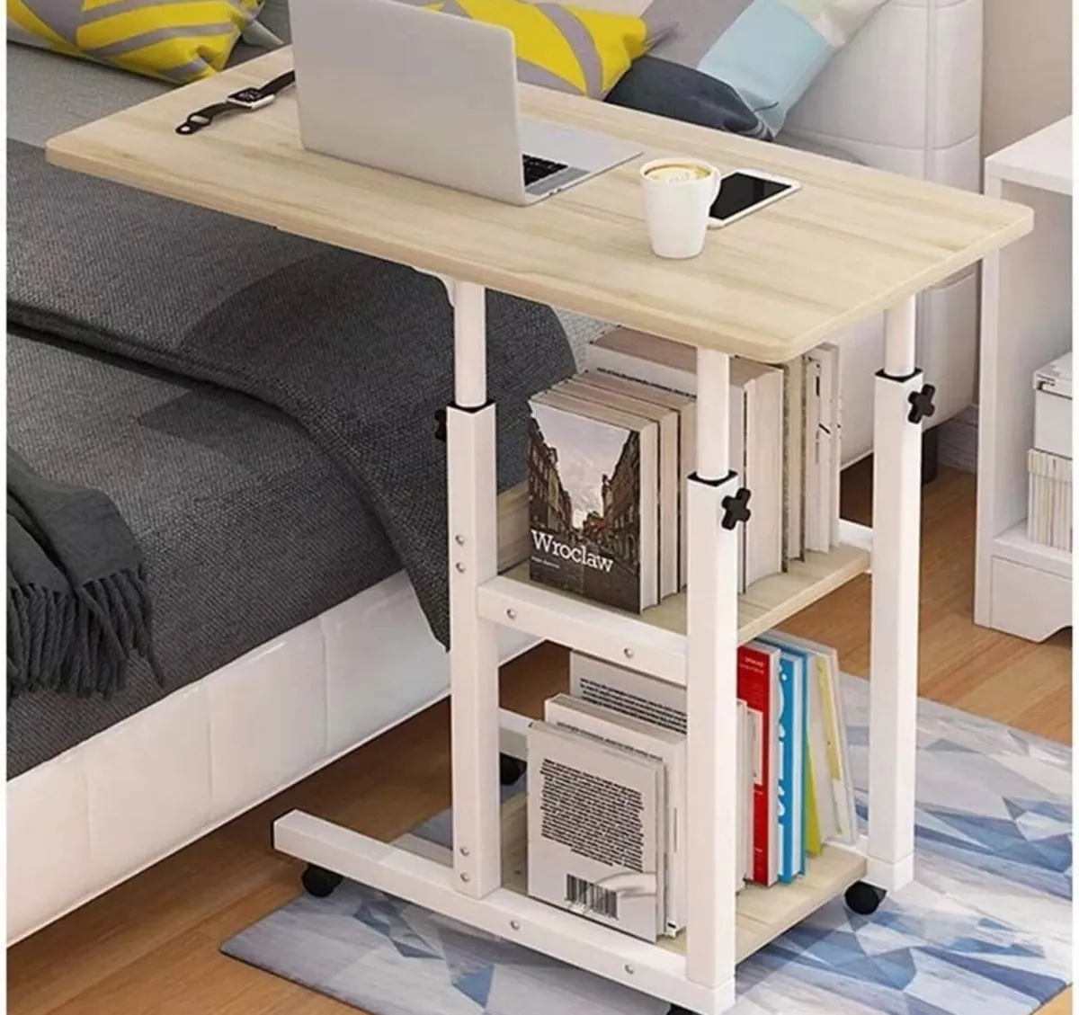 Overbed Table Over Bed Desk Height Adjustable NEW - Image 4