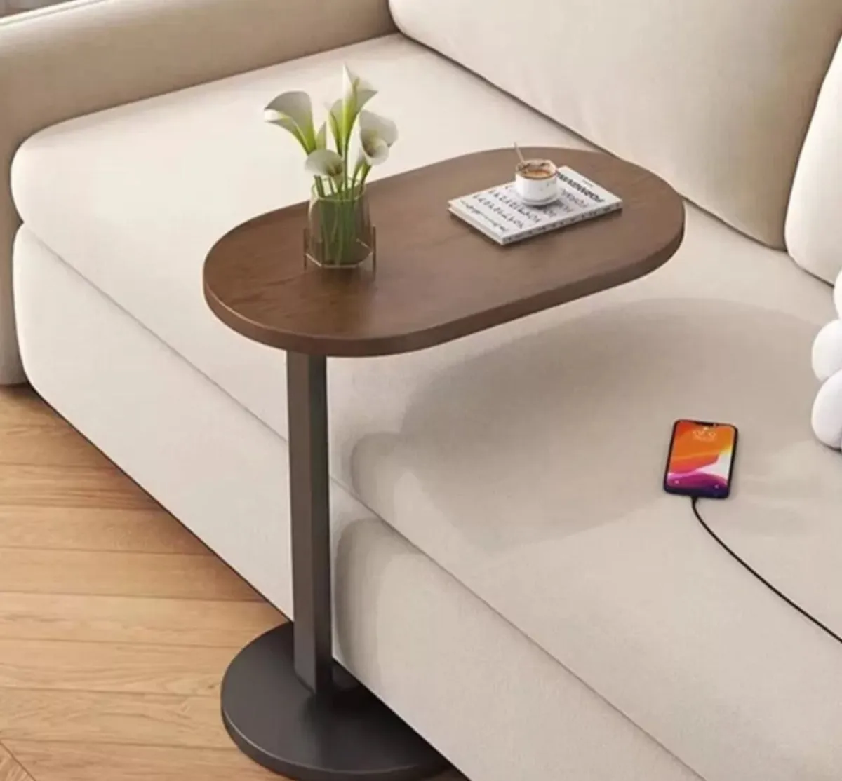C Shaped Compact Sofa Side End Coffee Table - Image 2