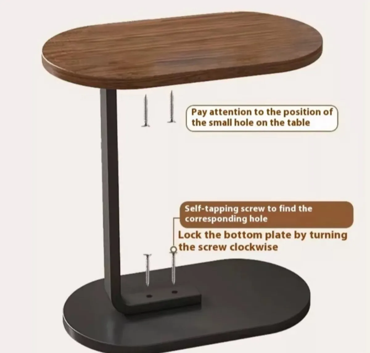 C Shaped Compact Sofa Side End Coffee Table - Image 3