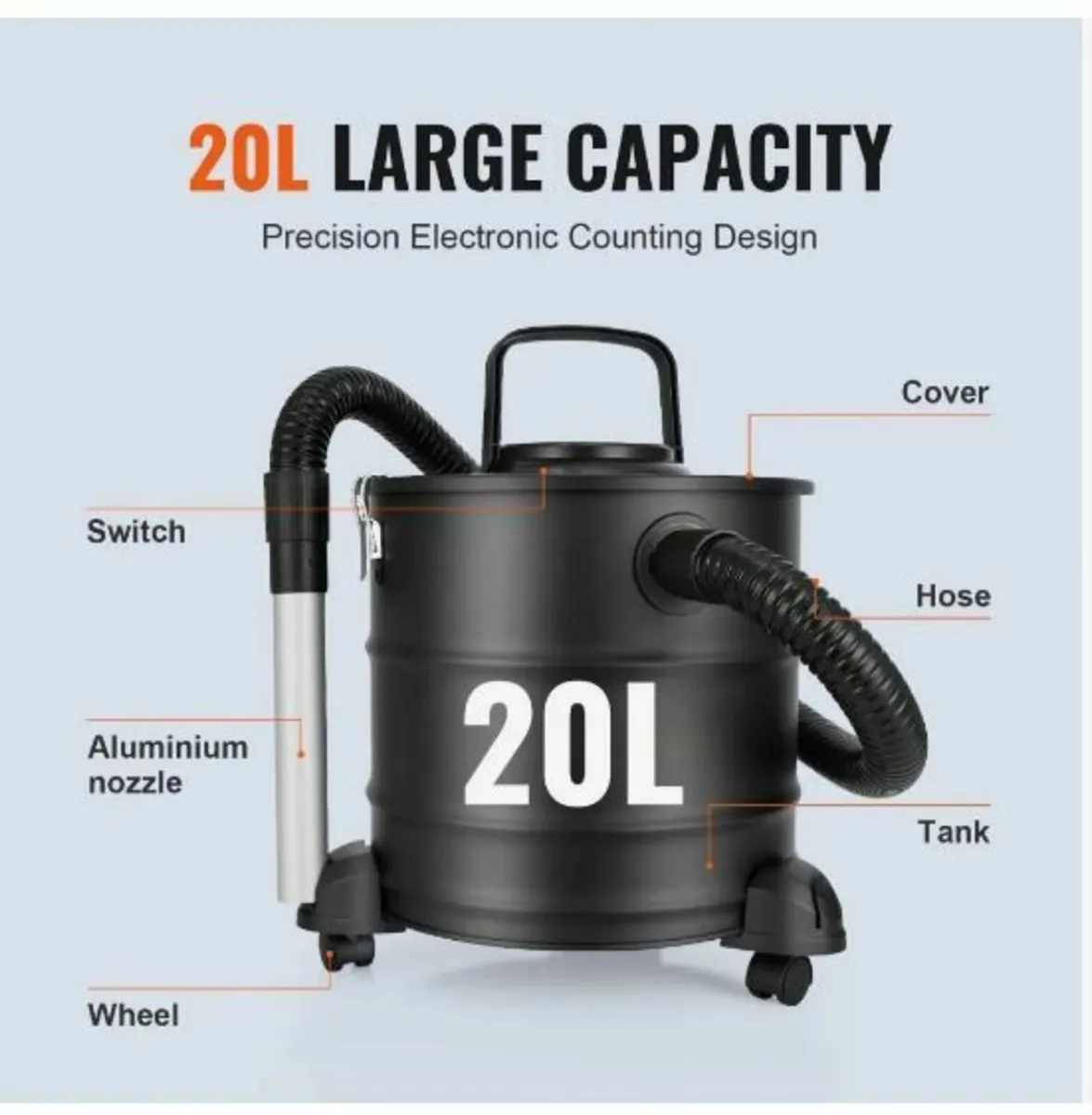 Ash Vacuum Cleaner, 20 L with 1200W - Image 1