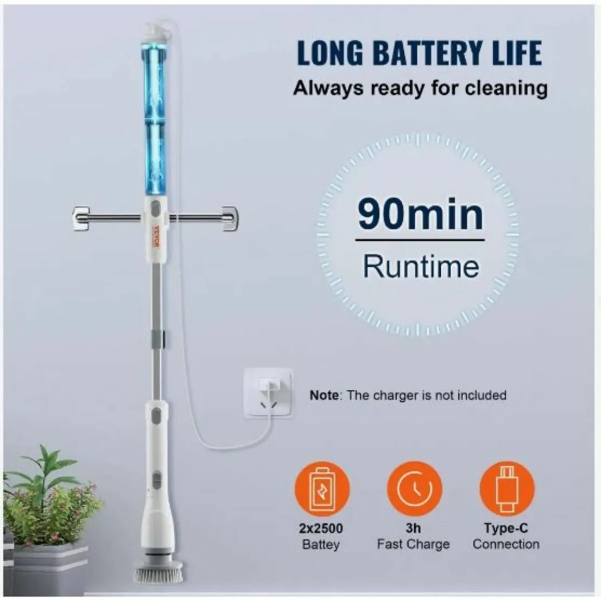 Electric Spin Scrubber, Cordless Cleaning Brush - Image 4