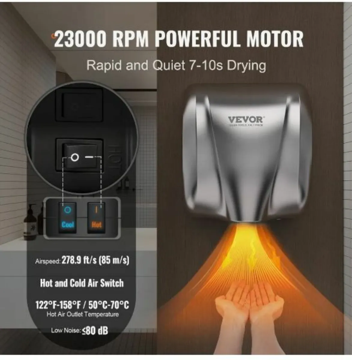 1800W Hand Dryer Commercial - Image 3