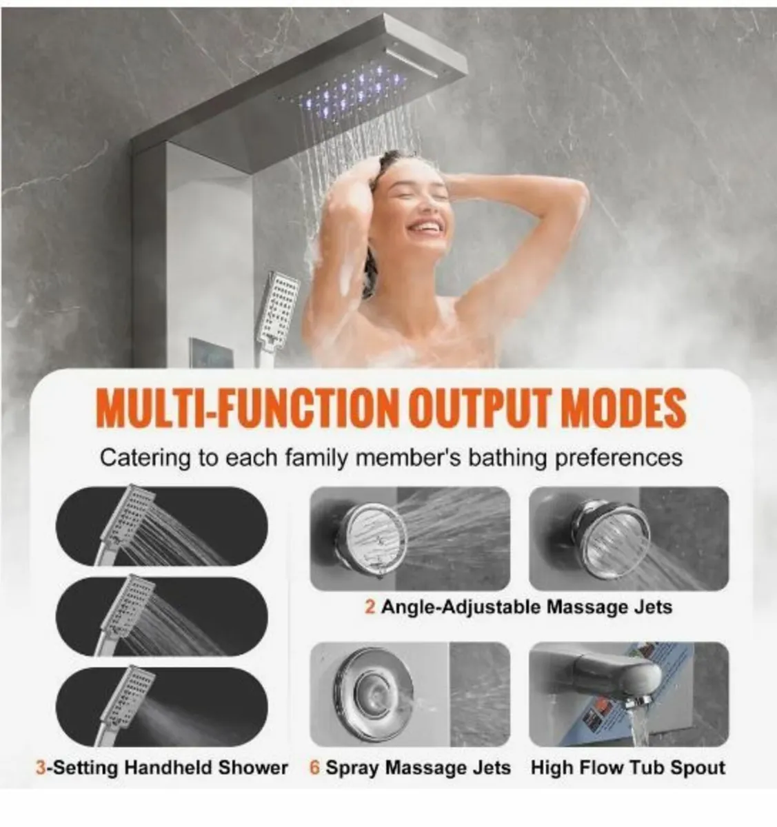 Shower Panel Tower System 6 Modes - Image 2