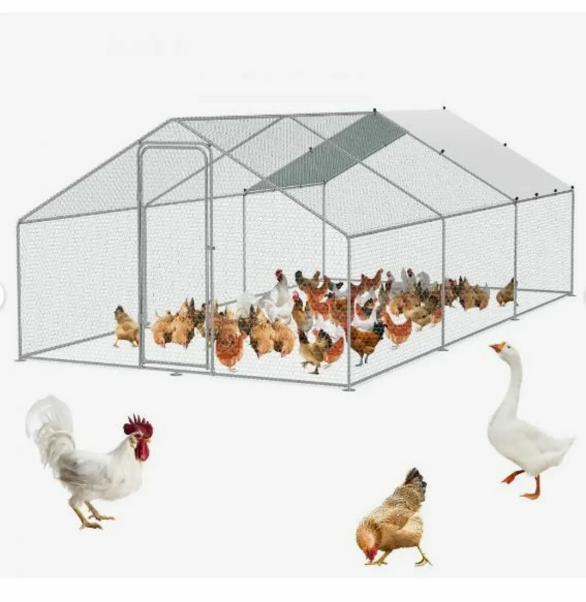 Large Metal Chicken Coop, 9.8x19.3x6.5 ft - Image 1