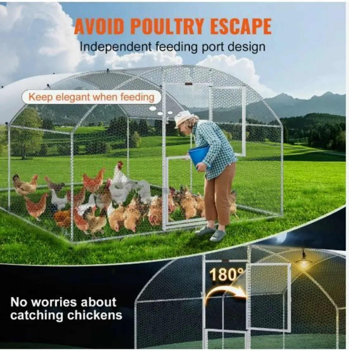 Large Metal Chicken Coop with Run, - Image 4
