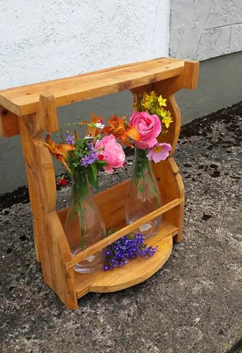 Rustic Flower holder with vases..wallmount or stan - Image 1