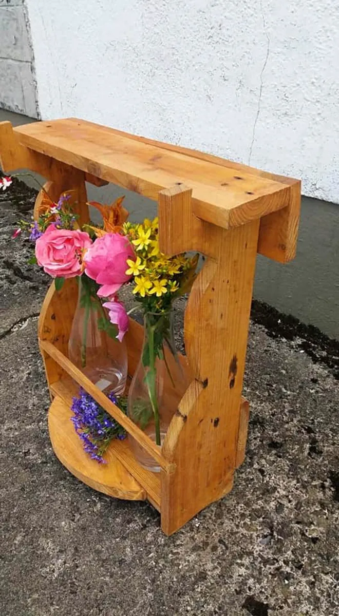 Rustic Flower holder with vases..wallmount or stan - Image 3
