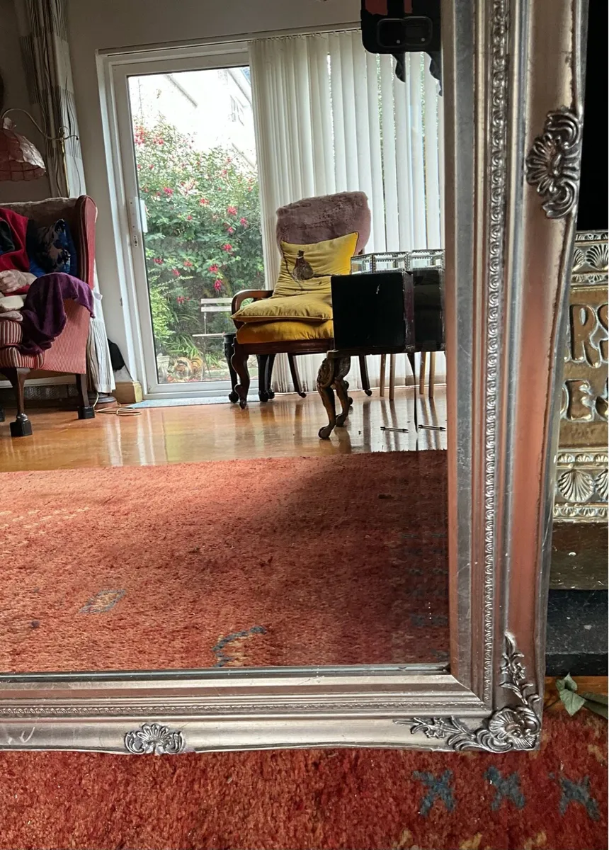 Large Pair of Ornate Silver Framed Mirrors - Image 4