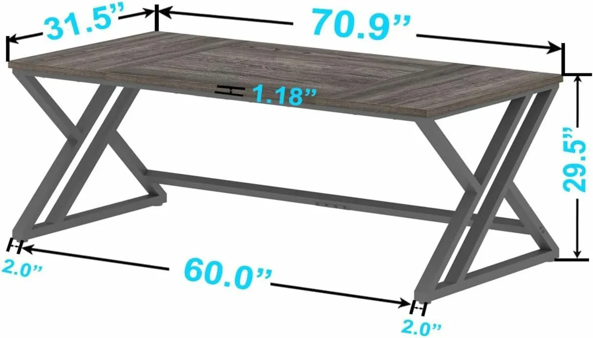 Computer Large Wood Metal Office Des Gray, 180cm - Image 2