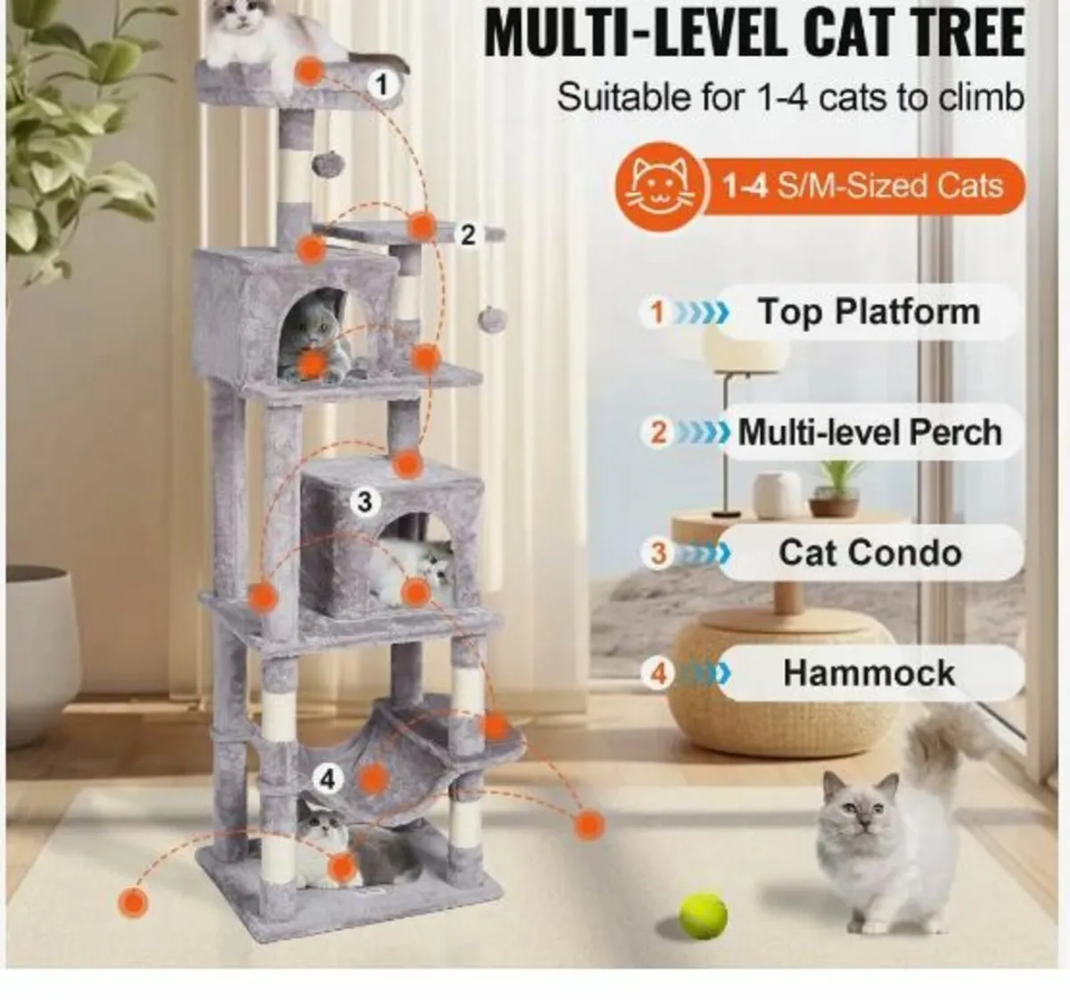 Cat Tree 63" Cat Tower - Image 2