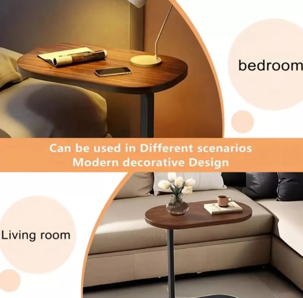 C Shaped Compact Sofa Side End Coffee Table NEW - Image 1