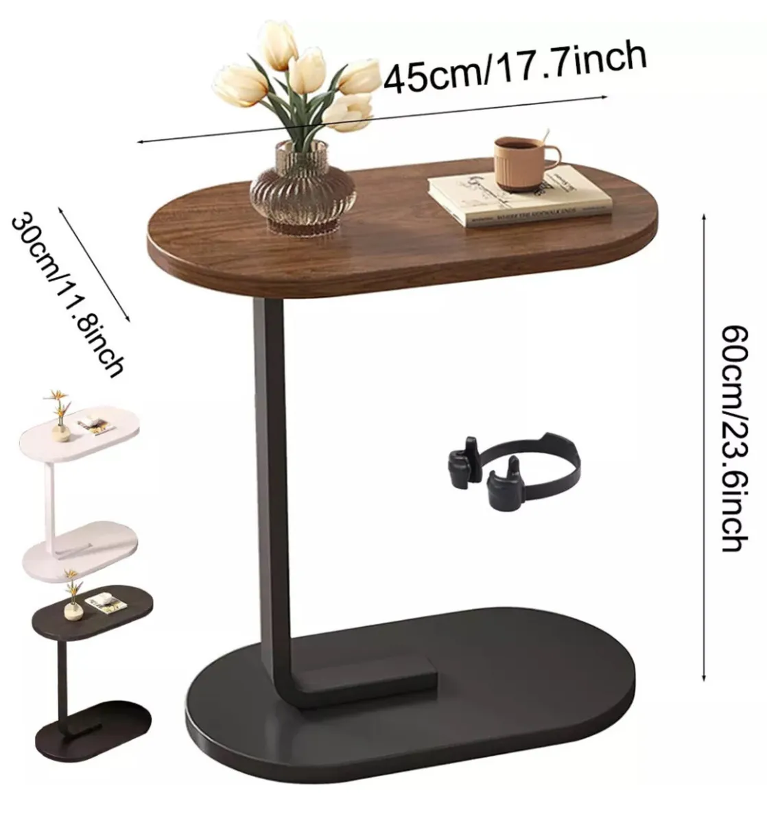 C Shaped Compact Sofa Side End Coffee Table NEW - Image 4
