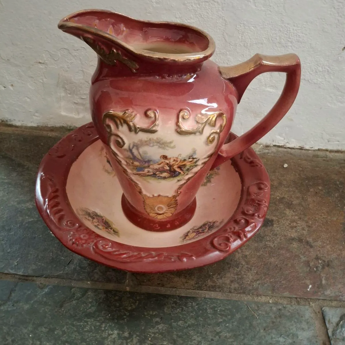 Antique bowl and jug - Image 1