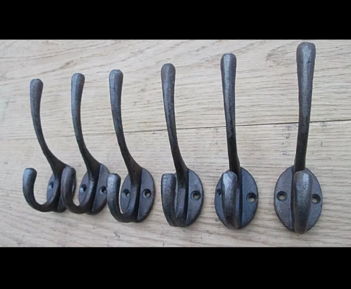 6 x Vintage Style Clothes Hooks Cast Iron NEW - Image 2