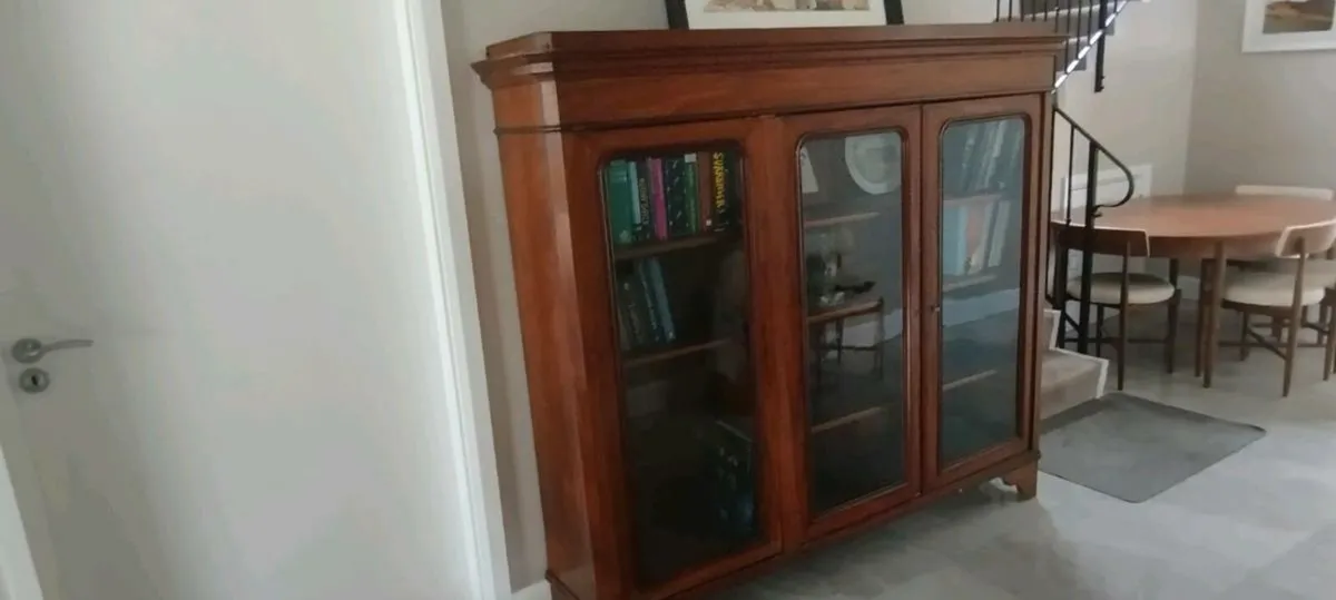 Mahogany Glass Bookcase - Image 1