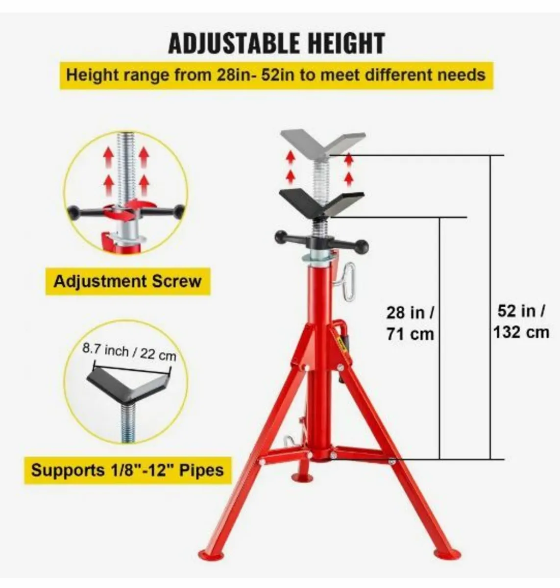V Head Pipe Stand Adjustable Height - Image 3