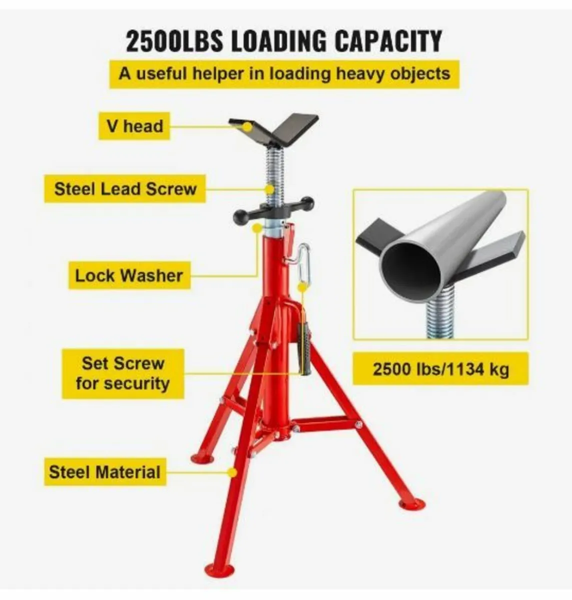 V Head Pipe Stand Adjustable Height - Image 4