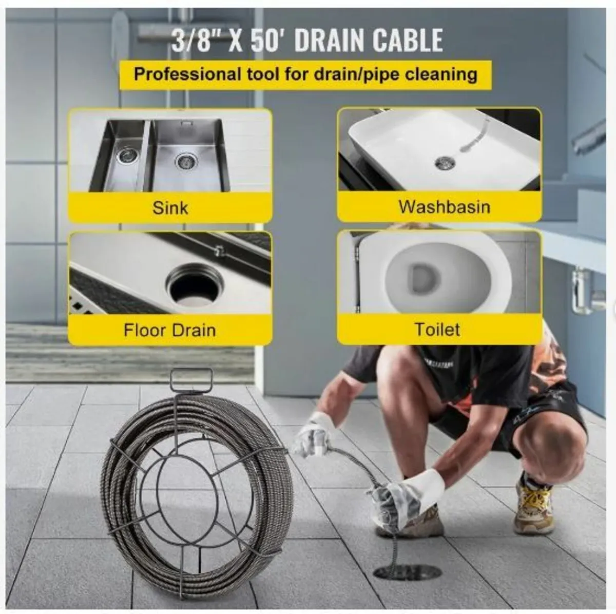 Drain Cleaning Cable 1524 cm x 1.0 cm - Image 2