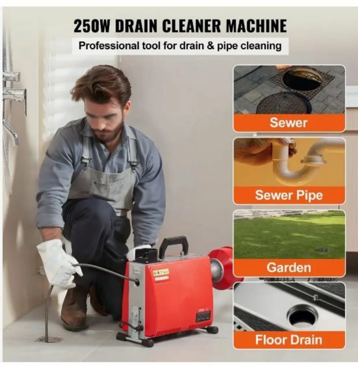 Drain Cleaner Machine 20m x 16mm 250W - Image 3