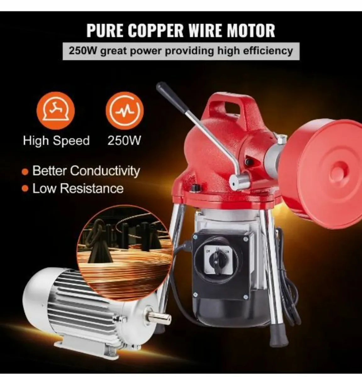 Drain Cleaner Machine 66FT x 5/8In 250W - Image 4