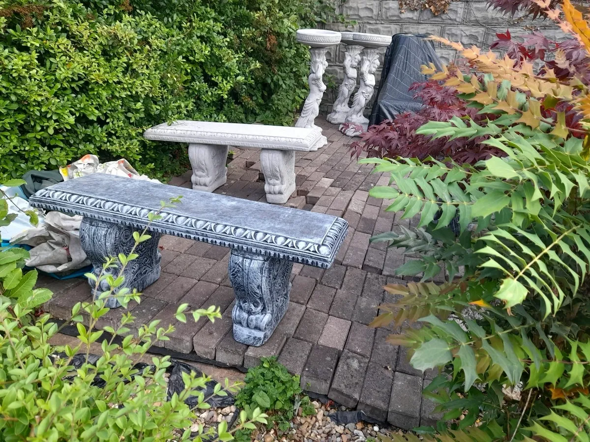 Garden Benches and Bird Baths- New - From 85 Each! - Image 1