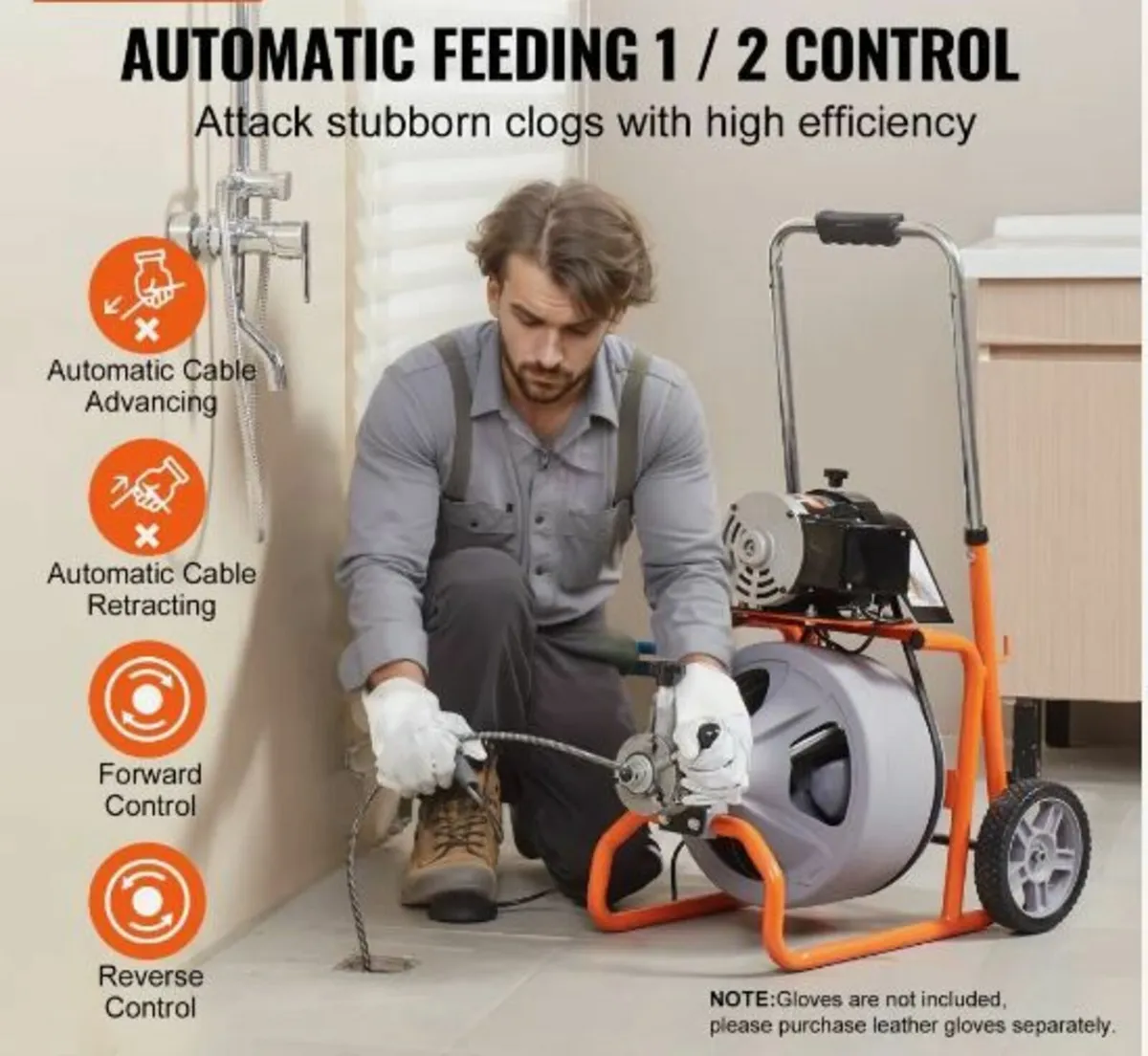 Drain Cleaner Machine 75FT x 3/8 Inch - Image 2